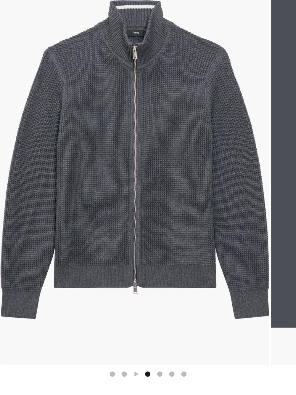 Theory Men's Charcoal Full-Zip Textured Knit Sweater